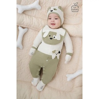 Set phụ kiện sơ sinh La Pomme, yếm, mũ , bao tay bao chân La Pomme