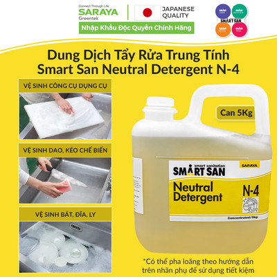 Dung Dịch Tẩy Rửa Trung Tính Saraya Smart San Neutral Detergent N-4 - Can 5 Kg