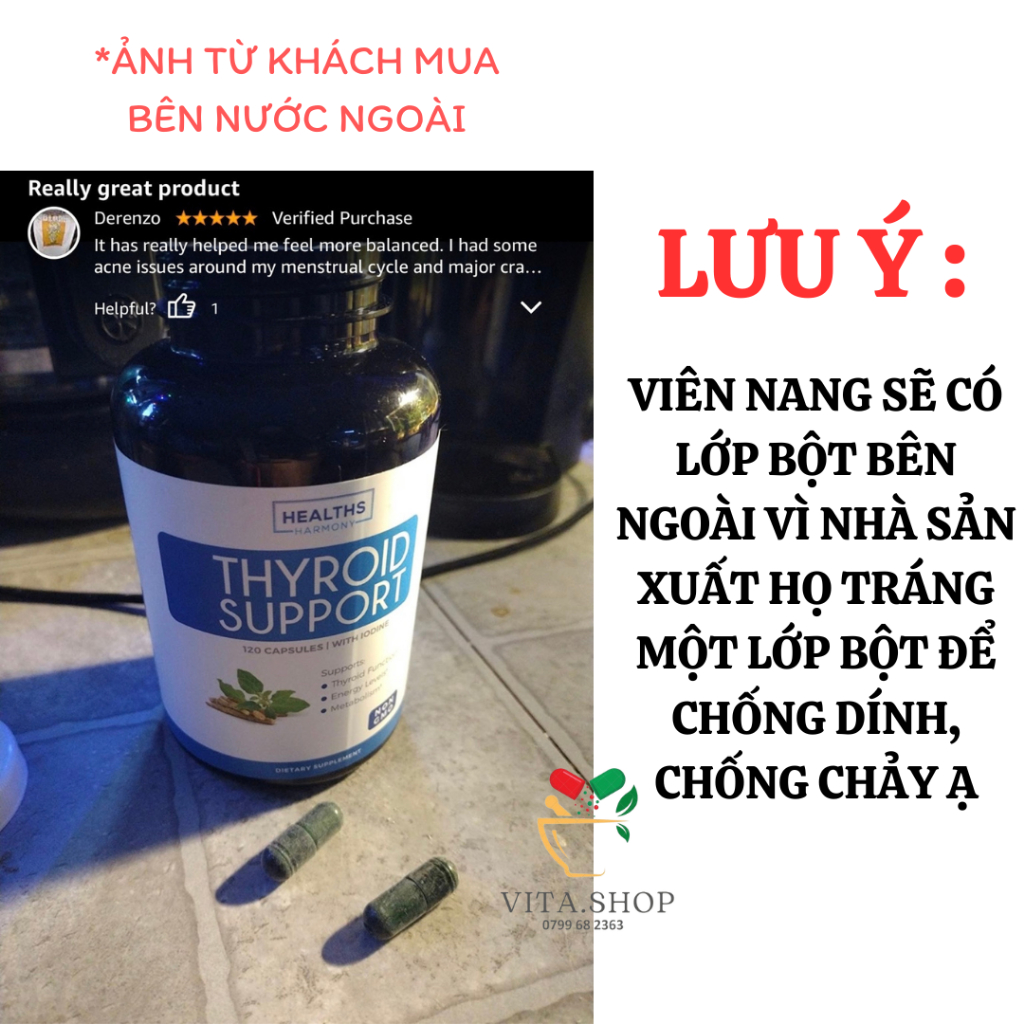 Thyroid Support With Iodine Viên hỗ trợ tuyến giáp, giúp cải thiện năng lượng và tăng trao đổi chất