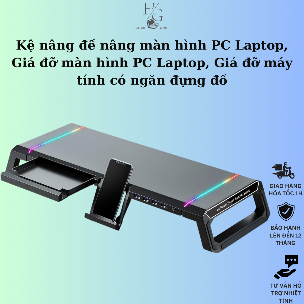 Kệ nâng đế nâng màn hình/ kệ nâng màn hình PC Laptop/ Giá đỡ màn hình PC Laptop/ Giá đỡ máy tính có 