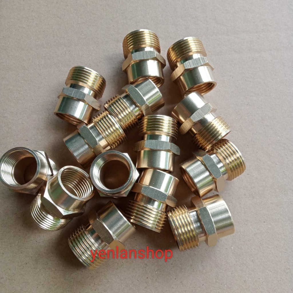 Đầu chuyển đổi ren ngoài 22mm - ren trong 18mm (đồng thau)