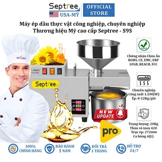 Máy ép dầu thực vật NÓNG LẠNH công nghiệp thương hiệu Septree S9S - Năng suất 8-12kg/giờ