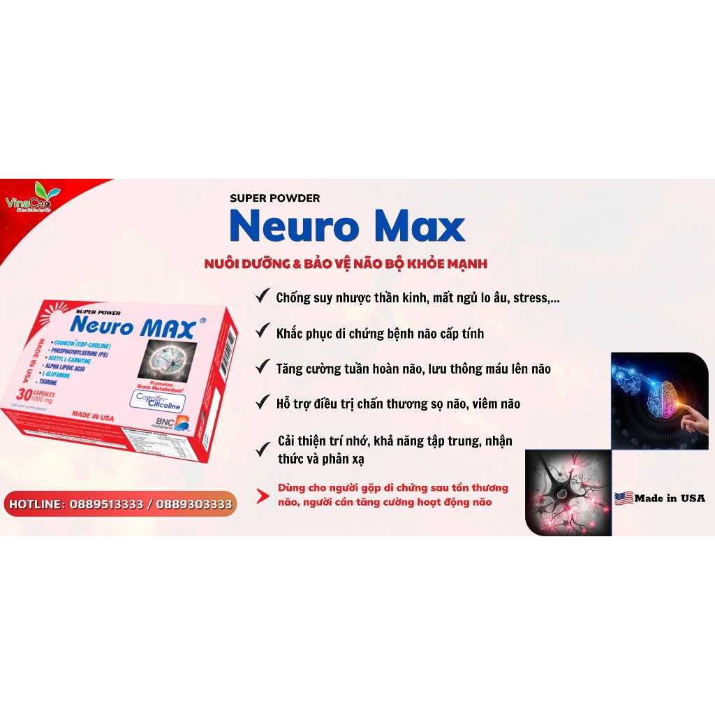 [CHÍNH HÃNG]Viên bổ não Super Power Neuro Max nhập khẩu từ Mỹ - Bổ não, giúp hỗ trợ phục hồi chức nă