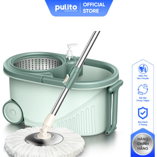 Bộ lau nhà cao cấp thông minh Pulito tự vắt, có bánh xe, đầu lau xoay 360 độ (Tặng kèm Bình xịt) BLN-T1