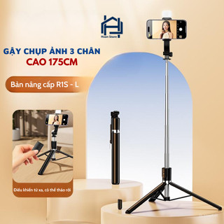 Gậy chụp ảnh 3 chân R1S-L cao 1m75,Gậy selfie chụp hình, tự sướng có điều khiển từ xa kèm đèn trợ sáng