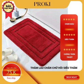 Thảm lau chân chữ hồi siêu thấm nước Proki chống trơn trượt cho phòng tắm, phòng khách