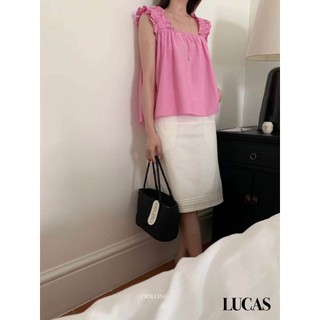 Áo sơ mi cổ vuông khuyêt tay viền lượn dáng suông dài basic