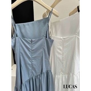 Váy 2 dây cổ lệch dáng a dài basic