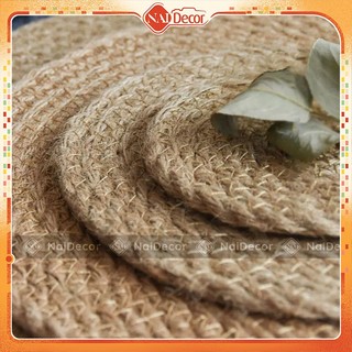 Thảm Cói Cách Nhiệt Trang Trí, Tấm Lót Đan Thủ Công Nai Decor Phụ Kiện Chụp Ảnh, Lót Ly, Lót Nồi