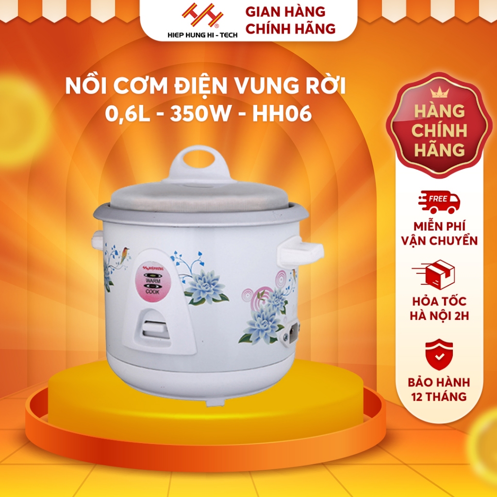 Nồi Cơm Điện 0.6 Lít HIỆP HƯNG Vung Rời, 350W Nhỏ Gọn Tiết Kiệm Chính Hãng - HH06