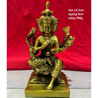 Phật tứ diện phong thuỷ bằng đồng vàng MS038v