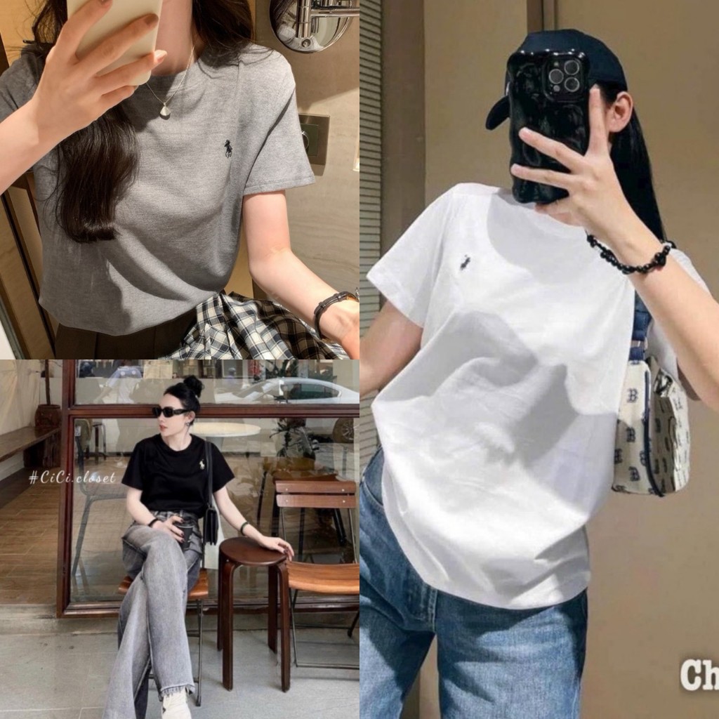 Áo Phông Nữ Cotton Tàu Loại 1 Dầy Dặn Mềm Mại Mát Co Giãn Thêu Ngựa Cổ Tròn Form Rộng Siêu Hot MA911 | BigBuy360 - bigbuy360.vn