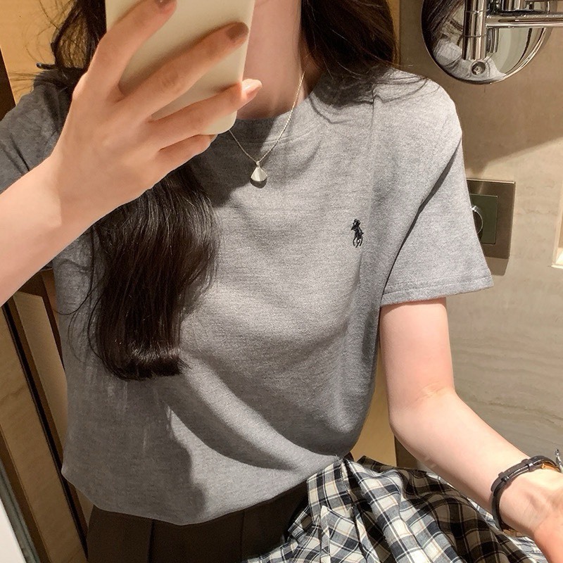 Áo Phông Nữ Cotton Tàu Loại 1 Dầy Dặn Mềm Mại Mát Co Giãn Thêu Ngựa Cổ Tròn Form Rộng Siêu Hot MA911 | BigBuy360 - bigbuy360.vn