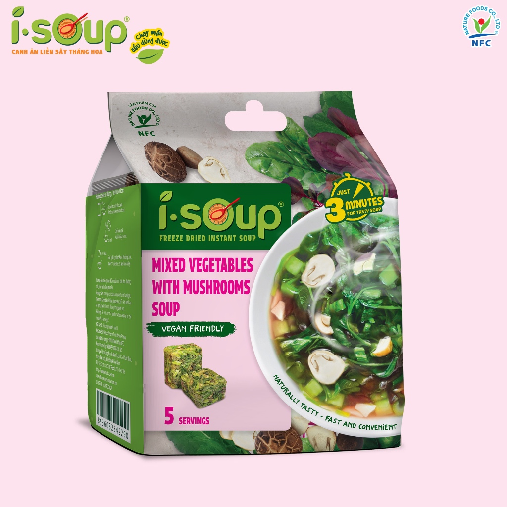 Canh I.Soup Rau Tập Tàng Nấm Rơm túi 5 viên_ túi 35gr