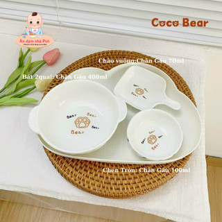 Combo 3 chén bát ăn dặm cho bé Kèm khay _chén bát ăn dặm gốm sứ