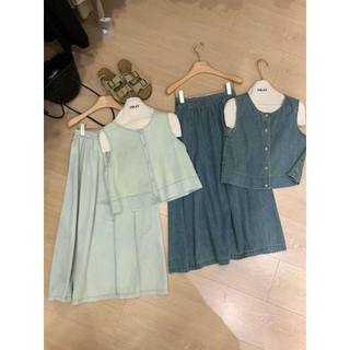 set bộ denin 2 màu đậm nhạt freesize