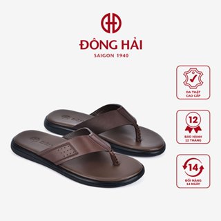 Dép kẹp nam Đông Hải quai da phối chỉ thanh lịch - D1818