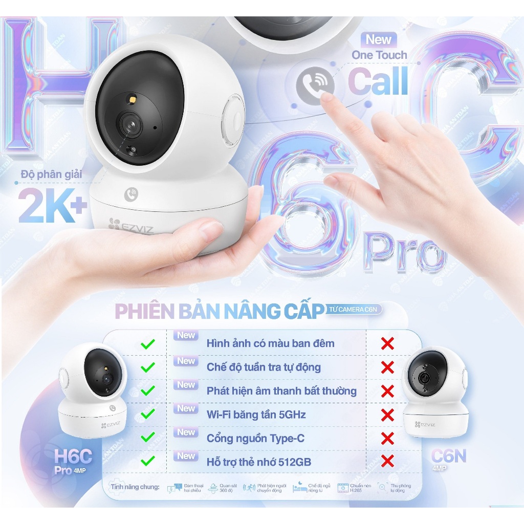 camera wifi ezviz c6n h6c pro 8M (4K) 2M Full Hd 1080p xoay 360 độ gọi video call hàng chính hãng h6c g1 8M 4k | BigBuy360 - bigbuy360.vn