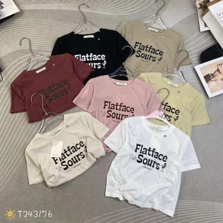 Áo thun croptop nữ tay ngắn cổ tròn in chữ Sours hàng Quảng Châu chất cotton, áo phông baby tee mùa hè hàn quốc 243176