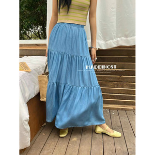 Chân váy maxi denim cạp chun