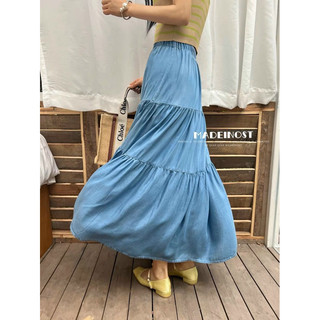 Chân váy maxi denim cạp chun