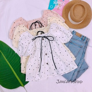 Áo Kiểu Cổ Vương Rút Dây Ngực - Jancaroshop