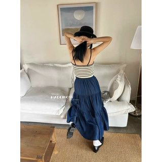 Chân váy maxi denim cạp chun