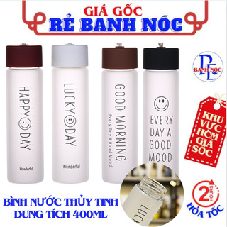 Bình Đựng Nước Lõi Thủy Tinh 400ML Chịu Nhiệt Thiết Kế Sang Trọng- Chai Thủy Tinh , Bình Nước Cho Bé
