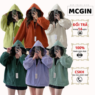 Áo Khoác Nhung Tăm Ulzzang Bigsize 2 Lớp | Có Mũ | Form Rộng | Áo khoác tặng mẹ, áo khoác mặc cặp với mẹ MCGIN [BIGSIZE]