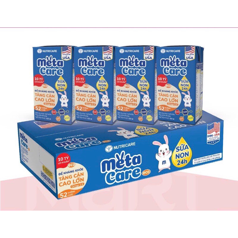 Lẻ 1 Bịch 4 hộp sữa metacare 110ml với 52 dưỡng chất thiết yếu cho bé