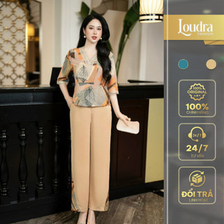 Bộ đồ lụa trung niên mặc nhà cho mẹ Loudra Fashion mềm mại hoạ tiết sang trọng B02