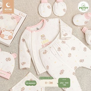 Bộ dài tay sơ sinh petit họa tiết đáng yêu Moon