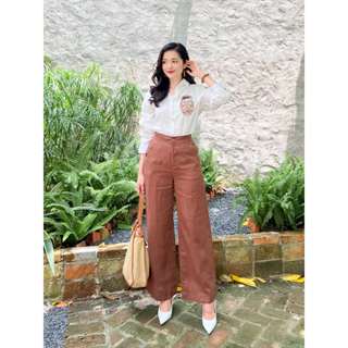 Quần Linen Tưng Ống Suông Cạp Cao HQ2005 Quần Nữ Dài Suông Vải Linen Xinh Xắn - Thời Trang Hoa Đô 