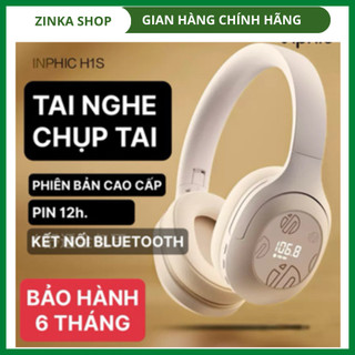 Tai nghe chụp tai bluetooth không dây có hỗ trợ đàm thoại m, có giắc cắm vào máy tính 3.5 gấp gọn được BH 6T ZINKA