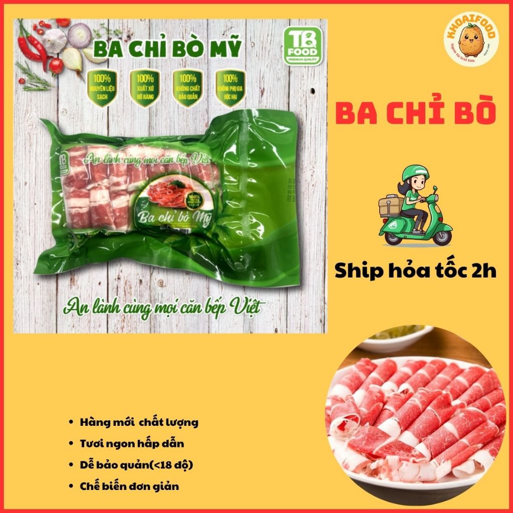 Ba chỉ bò Mỹ cuộn túi xanh tươi ngon, tiện lợi ( 450g)