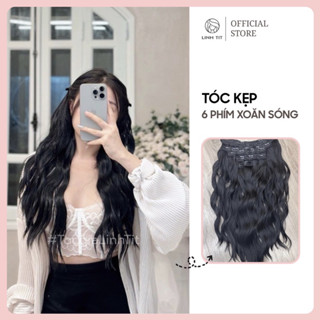 [BẢN NÂNG CẤP] Tóc giả Kẹp 6 phím xoăn sóng nước tơ Hàn cao cấp 50cm | Tóc giả Linh Tít