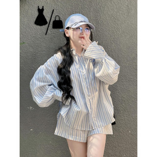 SET SƠ MI KẺ SỌC OVERSIZE + SHORT 2 MÀU