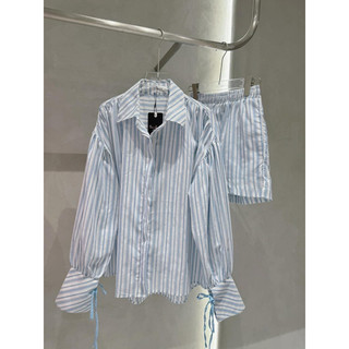 SET SƠ MI KẺ SỌC OVERSIZE + SHORT 2 MÀU