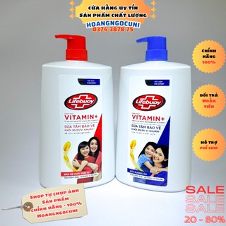 Sữa tắm Lifebuoy chai 1.1kg đỏ bảo  vệ vượt trội và xanh dưỡng ẩm da mẫu mới chính hãng