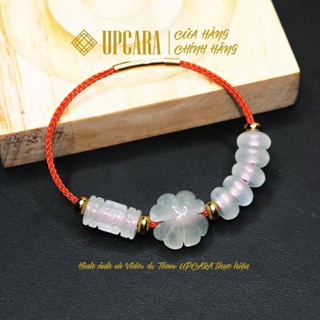 Vòng tay lu thống cỏ bốn lá và ngũ điếu thạchanh trắng hợp mệnh kim và thuỷ UPCARA