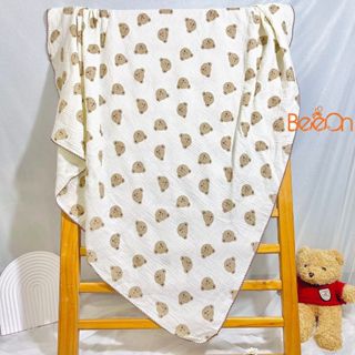 Khăn tắm cho bé sơ sinh vải xô muslin 2 lớp, khăn sợi tre quấn bé mềm mại, thoáng mát shop BeeOn