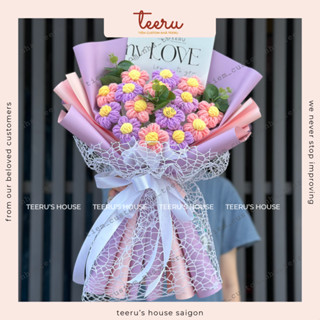   ẢNH THẬT HỎA TỐC  Bó 15 hoa lưu ly 5 CÁNH bằng len handmade quà tốt nghiệp tặng người yêu  - Crochet Teeru's House 