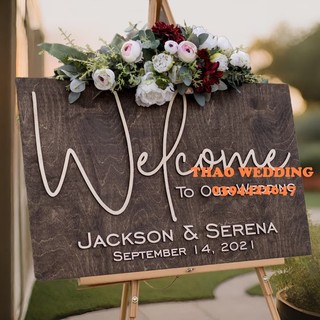 Bảng welcome đám cưới chất gỗ | Thao Wedding Guestbook