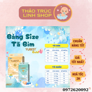 [MẪU MỚI 2023 ] Tã /Bỉm yubest Gold Dán/ Quần szie NB90,S62,M60,L52,XL46,XXL44,XXXL42