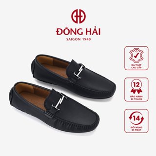 Giày lười nam Đông Hải da bò cao cấp họa  tiết chữ T đôi trẻ trung nam tính - G0346