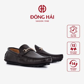 Giày lười nam Đông Hải da bò cao cấp phối phụ kiện đế cao su chống trượt - G0340
