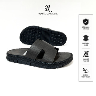 Dép Da Nam Quai Ngang Chữ H Màu Xám. Khâu Đế Chắc Chắn, Quai Da Bò. Size 38-44 RC10