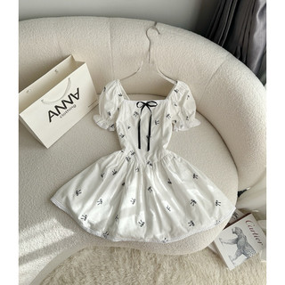Đầm xoè thêu nơ viền ren Anna - Ruby