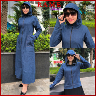 Áo chống nắng jean cao cấp toàn thân áo chống nắng vải bò dáng dài ngắn rame clothing_ab02