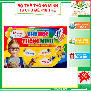 Bộ thẻ học thông minh 16 chủ đề, 416 thẻ, Song ngữ Anh-Việt cho bé từ 2-6 tuổi (Thẻ vàng)